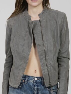 Free People Cool & Clean Vegan Suede Jacket in Grey.